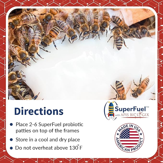 SuperFuel Probiotic Bee Food Patties - Boosts Honeybee Health & Productivity with Natural Nectar - Nutritional Winter Bee Feed for Dearth & Stress Periods - 30 Bars (5.6 lbs)