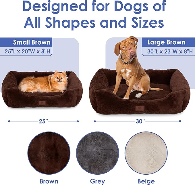 American Kennel Club Cuddler Pet Bed with Low-Profile Entrance – 25" Plush Dog Bed for Small Breeds, Ultra-Soft Washable Bed with Non-Slip Bottom, Durable High-Loft Filling, Brown