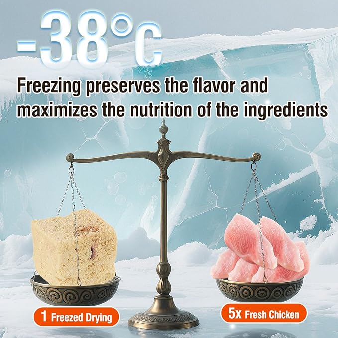 Freeze-Dried Chicken Cat Treats, Chicken Cube Snacks with Cranberry for Pets, Single Ingredient Chickens Dog Treat Bite-Sized Pieces
