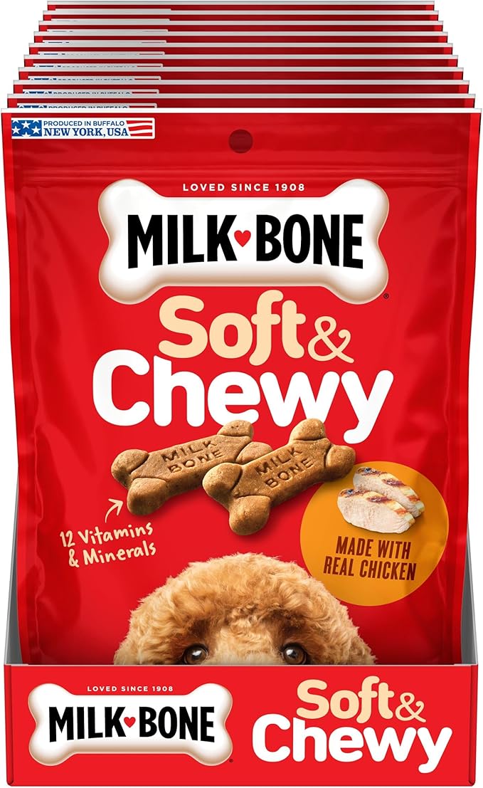 Milk-Bone Soft & Chewy Dog Treats, Made with Real Chicken, 5.6 Ounce Pouch (Pack of 10)