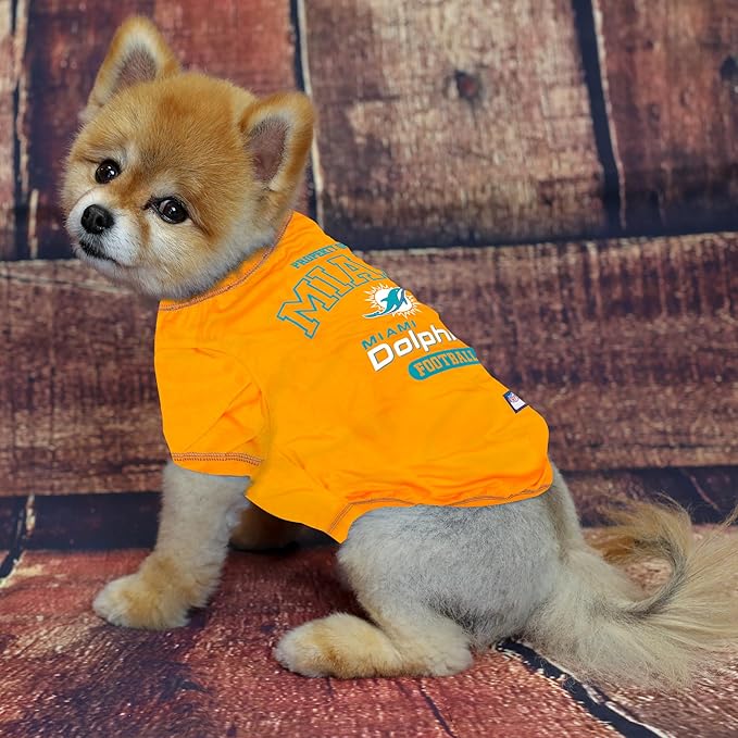 NFL Miami Dolphins Dog T-Shirt for Pets, Size X-Large. Officially Licensed Pet Shirt with Team Logo, Soft Stretchable Comfort Fit Apparel for Dogs & Cats