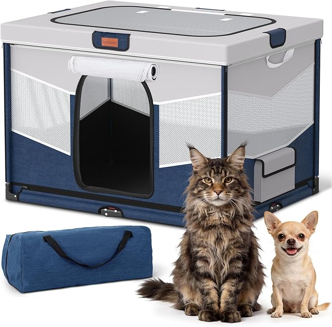 LOOBANI Foldable Dog Playpen for Small Dogs–Sturdy Puppy Playpen Indoor Outdoor with Full-Zip Washable Fabric Enclosure, 690D Waterproof Oxford Fabric, Portable Pet Crate with Carry Bag,32''x24''x22''