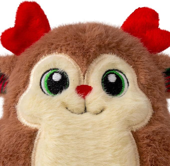 KONG Holiday Snuzzles Dog Toy – Plush Seasonal Characters, Full-Body Squeaker, Soft Holiday Cuddle Toy for Indoor Play (Reindeer, Medium)