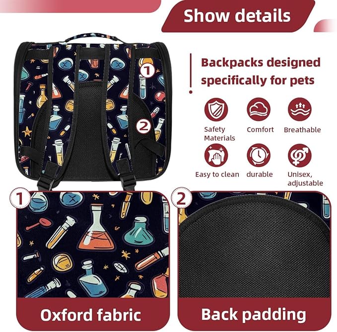 Chemistry Science Laboratory (2) Cat Backpack Carrier, Breathable Cat Carrier Large Space Bubble Pet Backpack for Kitty Small Dog