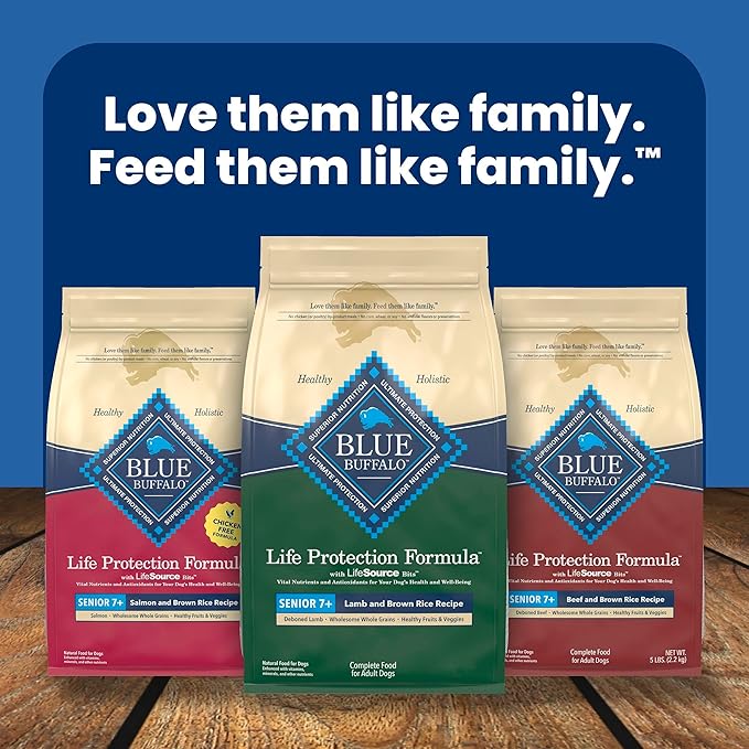 Blue Buffalo Life Protection Formula with LifeSource Bits, Senior 7+ Dry Dog Food, Lamb and Brown Rice Recipe, Natural Food for Dogs, 15 lb. Bag