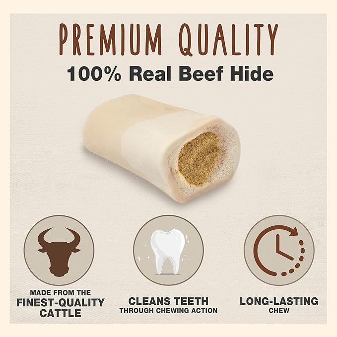 Cadet Stuffed Shin Bone, Highly Digestible, High Protein, Long-Lasting Dog Chew Bone for Aggressive Chewers, Supports Dental Health, Beef Flavor, Large, 1 Count