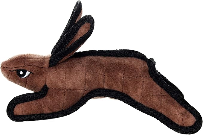 TUFFY - World's Tuffest Soft Dog Toy -Barnyard- Multiple Layers. Made Durable, Strong & Tough. Interactive Play (Tug, Toss & Fetch). Machine Washable & Floats. (Brown Rabbit, Jr 2 Pack)