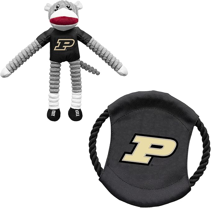 Littlearth NCAA Unisex NCAA Sock Monkey and Flying Disc Pet Toy Combo Set