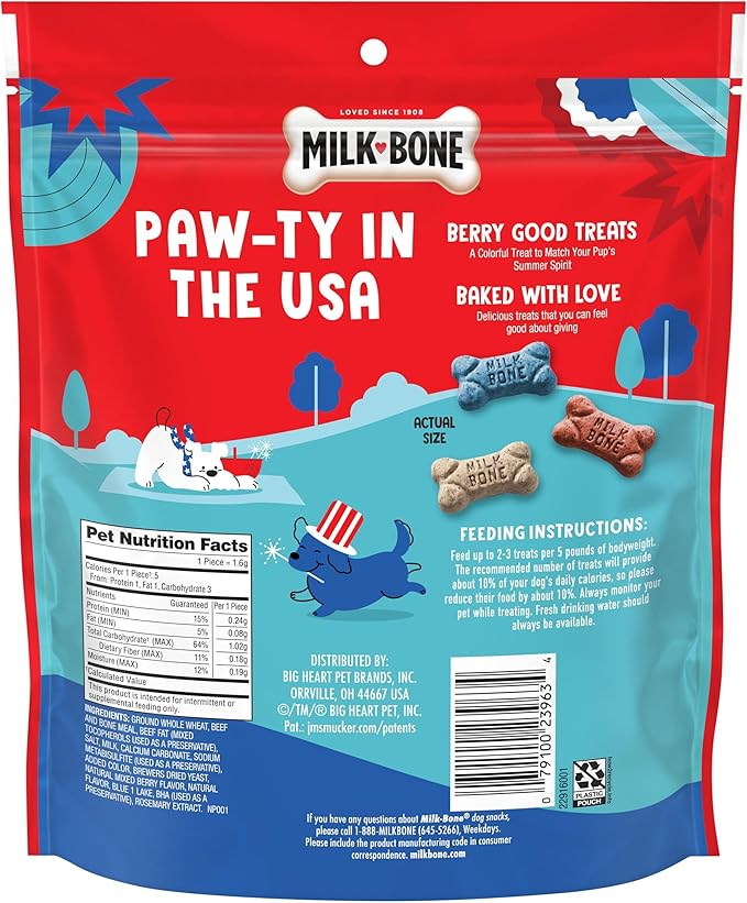 Milk-Bone Mini’s Red, White & Woof Mixed Berry Flavor, Mini Dog Treats, 12 Oz. Bag