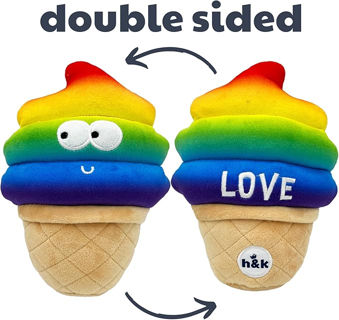 Huxley & Kent for Dogs | Fro-Yo Pride Cone (Large) | Funny Dog Toy | Power Plush Dog Toy with Squeaker | Dog Gift | Fun, Durable | H&K Squeaky Dog Toy