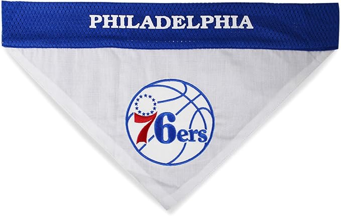 NBA Dog Bandana - Philadelphia 76ers Reversible Pet Bandana. 2 Sided Home & Away Sports Bandana with a PREMIUM Embroidery TEAM Logo, Large/X-Large