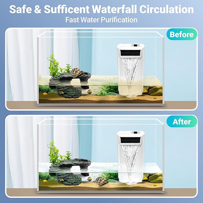GOZILLA 8W 148GPH Turtle Tank Filter,Aquarium Filter for Low Water Level Tank,Adjustable Water Flow Turtle Filter for Turlte Tank, Fish Tank Filter for 10-30 GAL Aquarium Tank. (White)