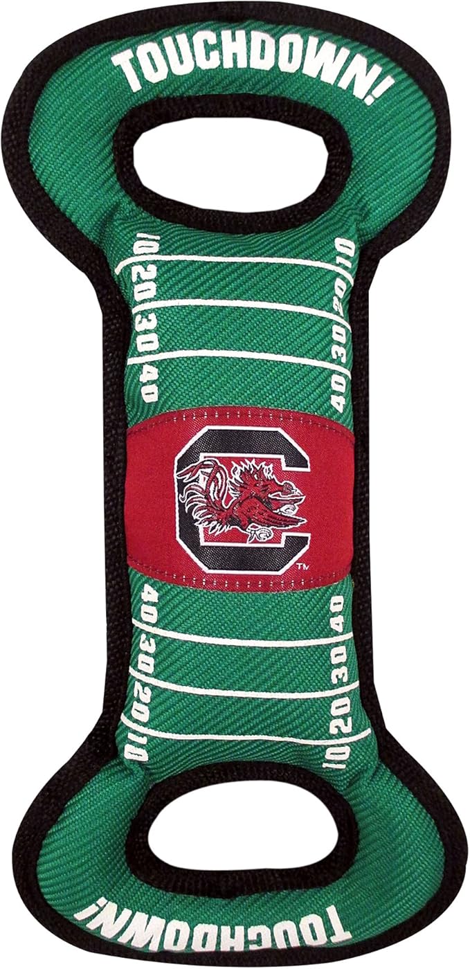 Pets First NCAA Football Field Dog Toy with Squeaker. - South Carolina Gamecocks - for Tug, Toss, and Fetch. - Tough & Durable PET Toy, 1 Count (Pack of 1)