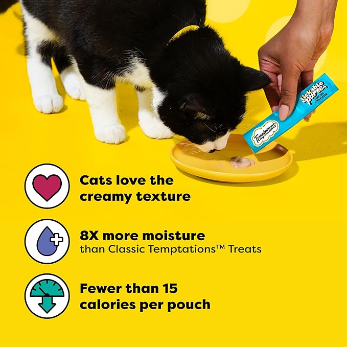 Temptations Creamy Puree Squeezable Lickable Cat Treats, Wet Cat Treats with Tuna, 0.42 oz. Tubes, 4 Count, Pack of 11 (44 Total)