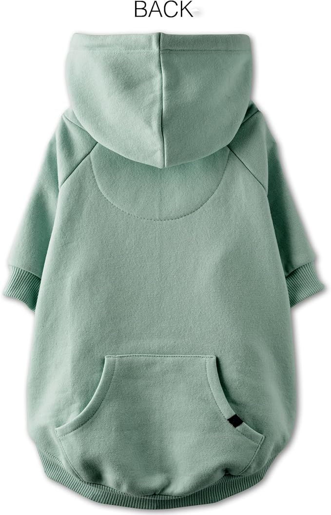 Pet Passion Rocky II - The Extra Comfy Hoodie, Organic Cotton and Recycled Poly Dog Hoodie Pet Coat Sweater for Small, Medium, Large Dogs, Sage, Medium (20-45 lbs)