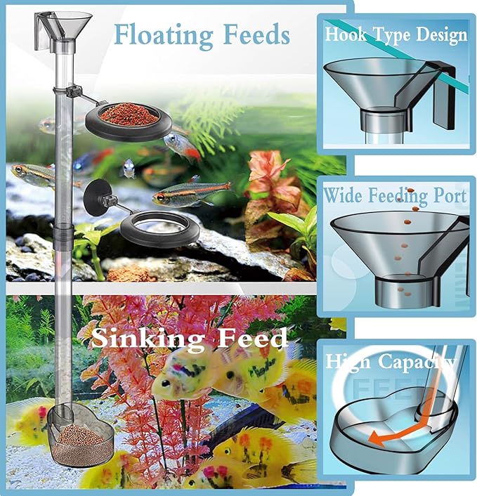 Aquarium Fish and Shrimp Feeding Dish Set, Fish Shrimp Feeder Tube Kit, Perfect for Your Aquatic Pets, with Feeding Ring and Cleaning Brush