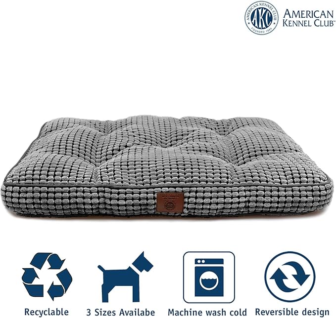 AMERICAN KENNEL CLUB AKC706GRAY AKC Small Pixel Crate Dog Pet Bed, Gray, 24 inch by 17 inch (Pack of 2)