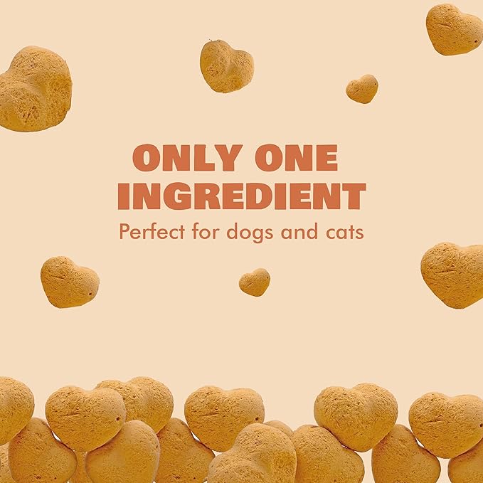 Benji & Louie Freeze Dried Pumpkin for Dogs and Cats, Heart Shaped - Natural Healthy Dog and Cat Treats, Single Ingredient, 2 oz