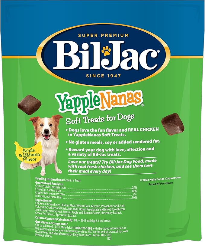 Bil-Jac Yapple-Nanas Soft Dog Treats, Apple & Banana Flavor, 10 oz Pouch