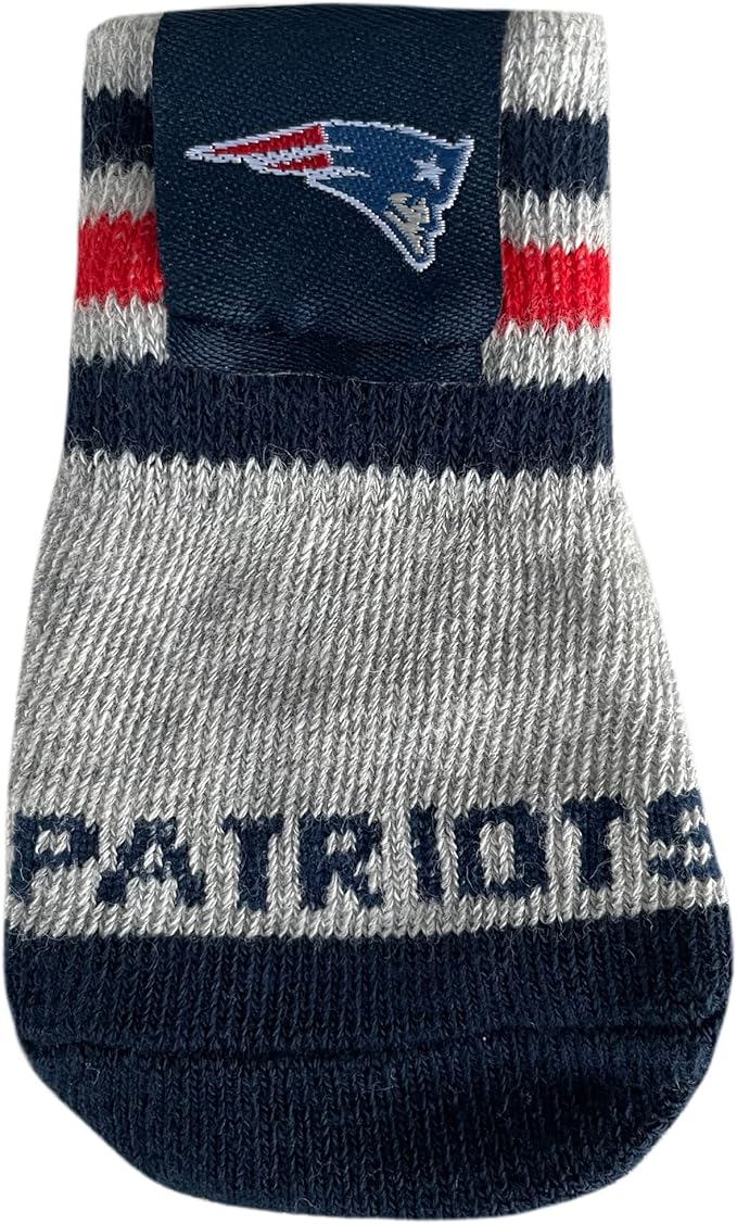 NFL NEW England Patriots Anti Slip Dog Socks with Elastic Ribbed Top, Size Medium/Large. Indoor/Outdoor Socks, Best Dog Paw Protector, 2 Pairs, Cool Puppy Supplies with NFL Logo of Patriots Team