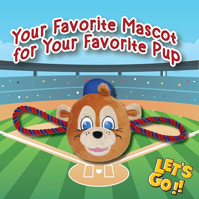 MLB Chicago Cubs Nylon Mascot Dog Toy with Tough Dog Ropes & Inner SQUEAKER in Bright Team Colors