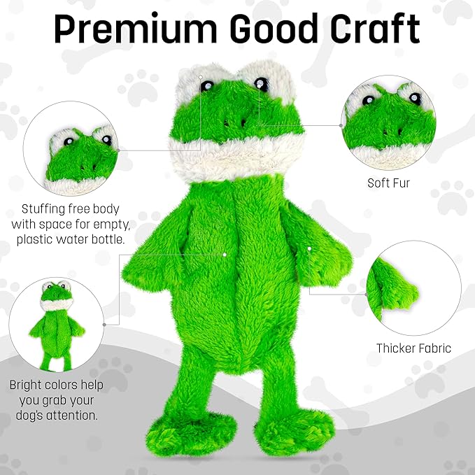 FGA MARKETPLACE Frog Flat NO Stuffing NO Squeak Plush Dog Toy, Funny Style Will Entertain Your Pet for Hours, Recommended for Small and Medium Dog 21 INCH Long