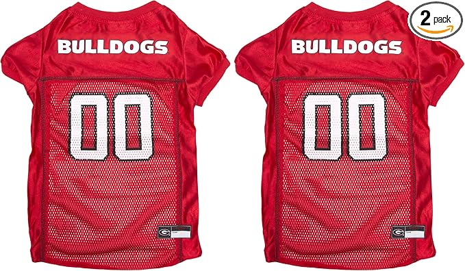NCAA College Georgia Bulldogs Mesh Jersey for Dogs & Cats, Small. Licensed Big Dog Jersey with Your Favorite Football/Basketball College Team (Pack of 2)