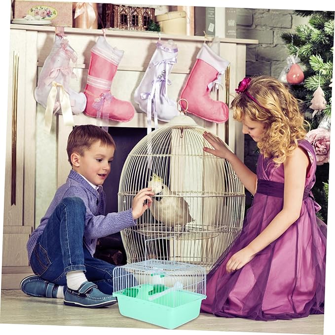 Healifty Portable Bird Cage with Perch Food Box Water Bottle Spacious Metal Travel Carrier for Small Birds Parrots Lovebirds and Multiple Small Animals Comfortable Movement Random Color