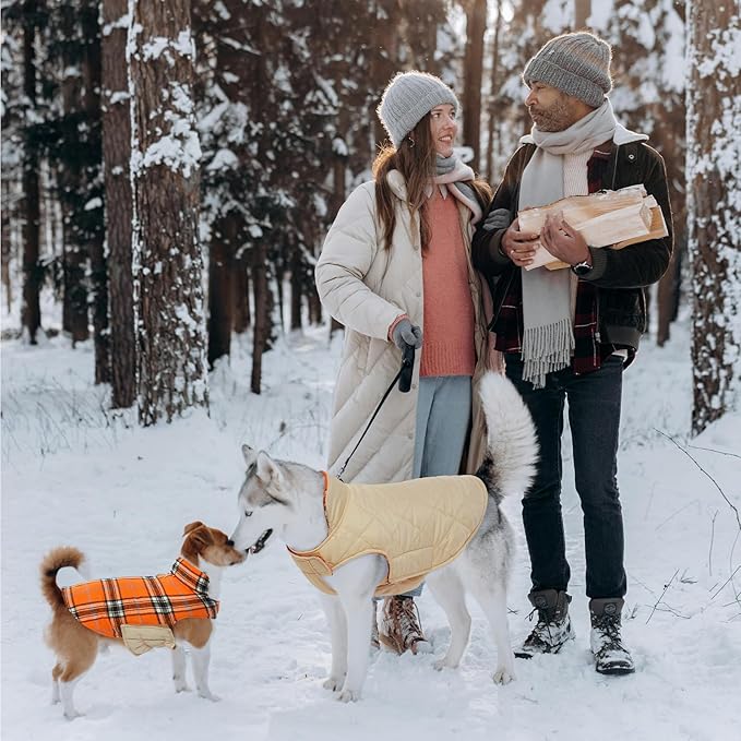 Kuoser Warm Dog Coat, Waterproof Dog Jacket for Extra Large Dogs, Adjustable Durable XXXL Doggie Winter Coat Reversible Puppy Cold Weather Apparel for Large Breed, Orange 3XL