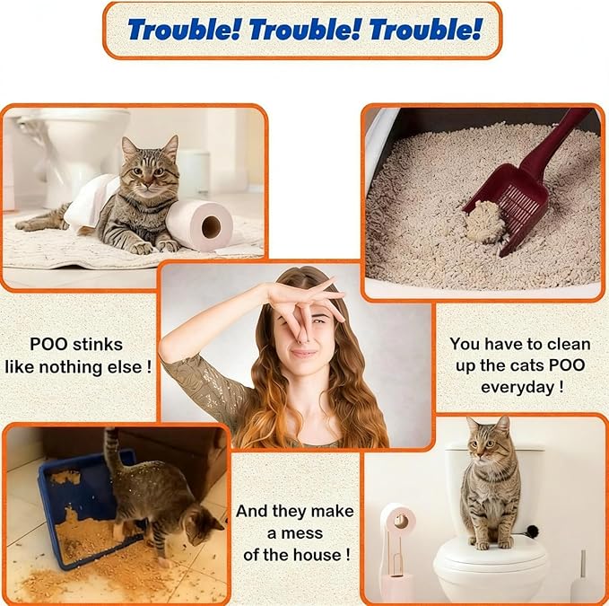 Cat Toilet Training Kit – Litter Box Trainer for Indoor Cats, Reusable Plastic Rings Fit Any Toilet, Stop Scooping Litter (Blue) (Blue)