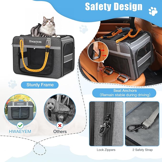 Rolling Cat Carrier for 2 Cats, 24" Large Capacity Pet Carrier with Wheels for Pets up to 40 lbs, Double Compartment Dog Travel Bag with Removable Divider & Telescopic Handle, Foldable(Black, 24inch)