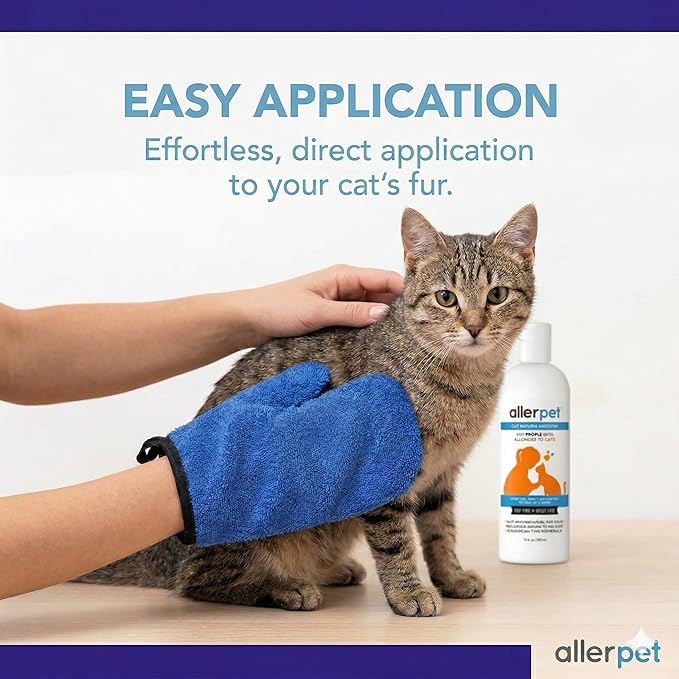 Allerpet Aloe Vera Free Cat Dander Remover - Pet Dander Allergy Relief, Natural & Safe Allergy Relief for Cats and Humans, Soothing Chamomile & Rosemary, Made in USA (12 oz)