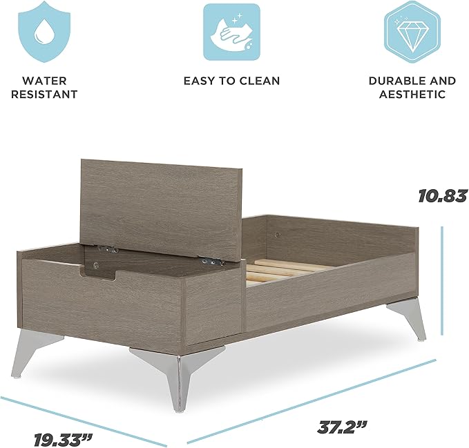 Wooden Dog Bed with Mattress, Small to Medium Elevated, Water Resistant Pet Bed, Wooden Pet Bed with Storage, Greenguard Gold Certified, Machine Washable Cover, Smokey Grey, Wyatt - TailZzz