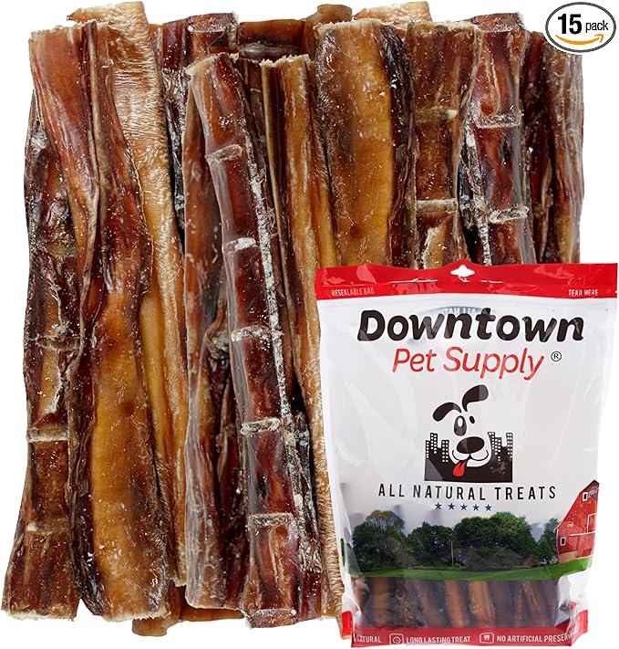 Downtown Pet Supply USA Sourced Bully Sticks for Dogs - Grass-fed Beef Chews, Low-Odor & Rawhide-Free, Long Lasting Dog Treats - Healthy, Safe & Delicious Chews (6" 15 Pack)