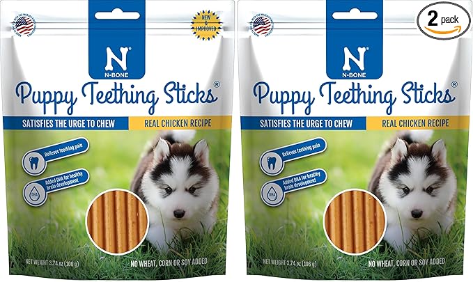 N-Bone Puppy Teething Treats,Chicken (111150), 3.74 oz (Pack of 2)