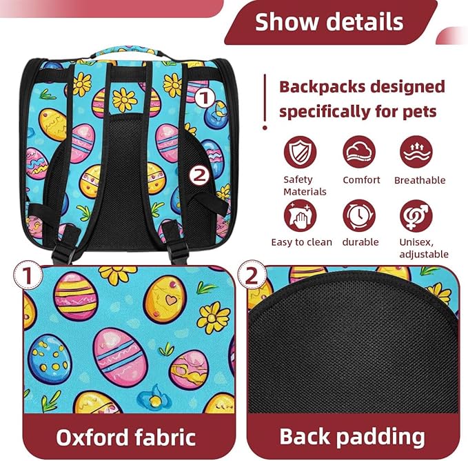 Happy Easter Day Pet Carrier Airline Approved Soft Sided Portable Cozy Travel Pet Bag, Car Seat Safe Carrier for Cats and Dogs