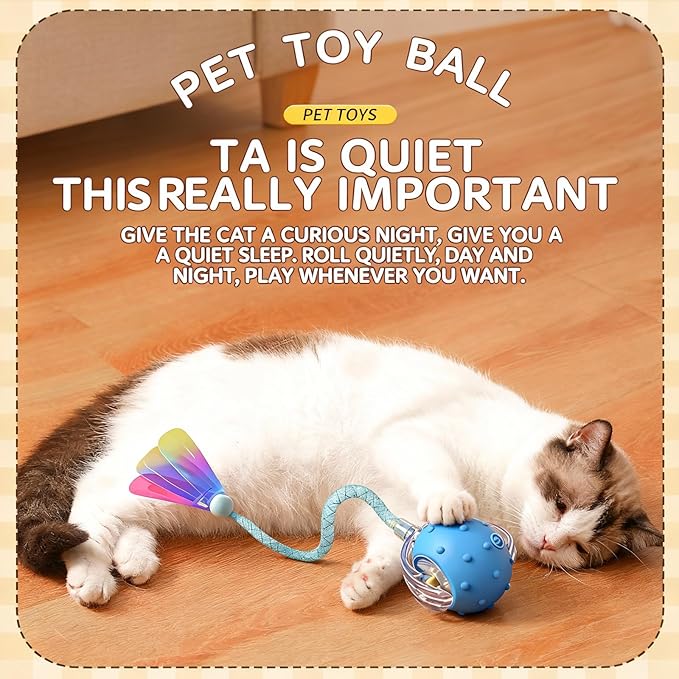 Interactive Cat Toys for Indoor Cats with 3 Tails,Automatic Moving Kitten Toys,Cat Toys for Bored Indoor Adult Cats,Smart Rechargeable Cat Enrichment Toys for Cats to Keep Them Busy, Pet Toy Cat Ball