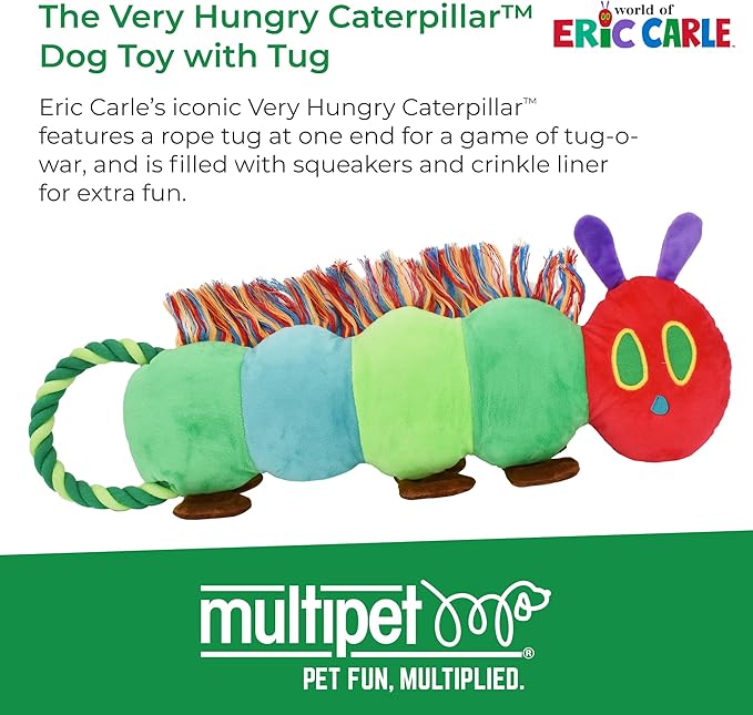Multipet Eric Carle Very Hungry Caterpillar Rope Tug 9" Dog Toy