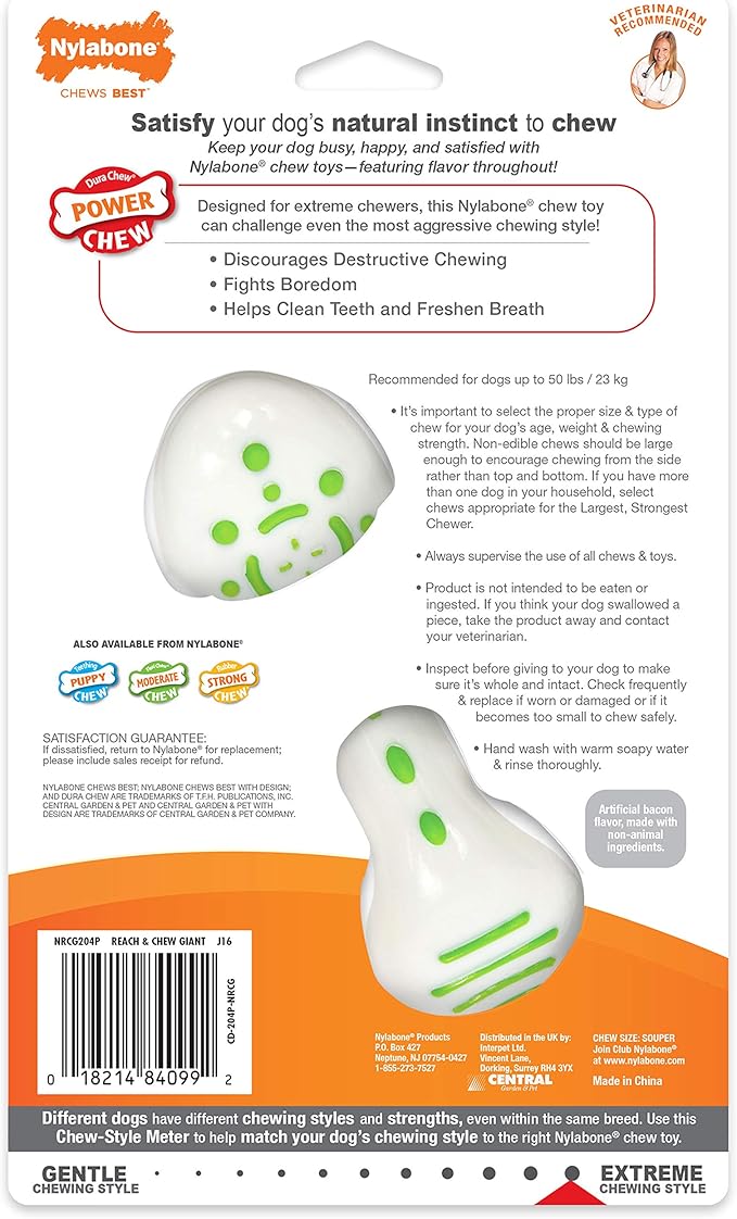 Nylabone Reach and Clean Chew Toy Bacon Large/Giant (1 Count)