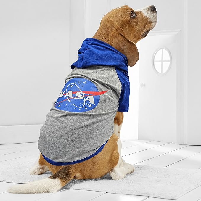 PET NASA Hoodie T-Shirt for Dogs & Cats. NASA Logo Dog Hoody Tee Shirt, Medium, Outer Space Hoodie T-Shirt for Pets Cool Sporty Dog Shirt