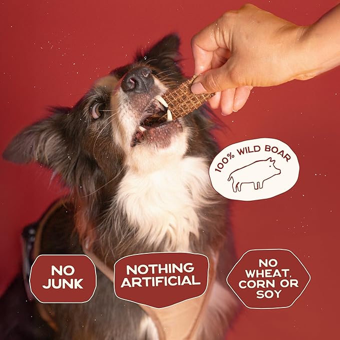 Smart Cookie 100% Wild Boar Jerky Dog Treats - Single Ingredient Hypoallergenic Training Treats for Dogs and Puppies with Sensitive Stomachs - 100% Boar Meat, Grain Free, Made in USA - 3oz (3 Pack)