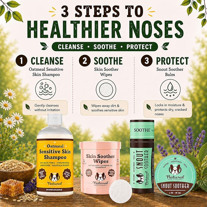 Natural Dog Company Snout Soother Dog Nose Balm – Moisturizing Care for Dry, Crusty, Cracked Noses with Coconut Oil & Shea Butter, Lick Safe Dog Snout Balm for All Breeds - 2 oz Tin