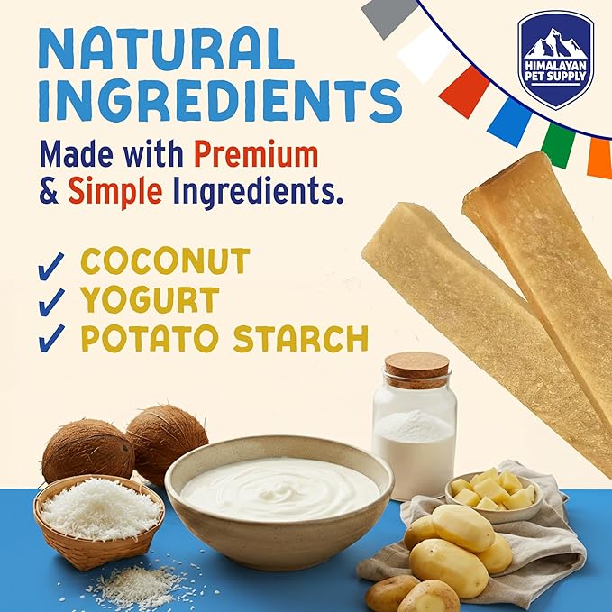 Himalayan Dog Chew Yogurt Sticks, Yogurt, Dog Treats with Prebiotics, Probiotics & Protein, Digestive Support, Lactose & Gluten Free, Natural Dog Treat for All Breeds, Made in America, 4pk