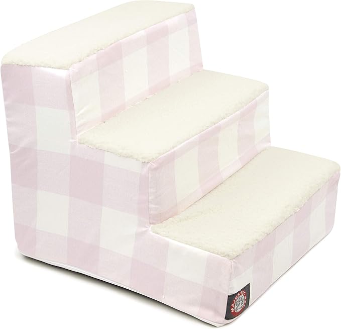 Majestic Pet Anderson Check Portable Lightweight Pet Stairs Step for Cats and Dogs Removable Cover