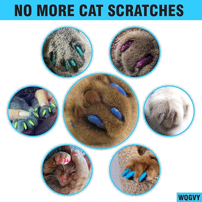15 Colors / 150 pcs Cat Nail Caps | Cat Claw Covers with Adhesives and Applicators (XS)