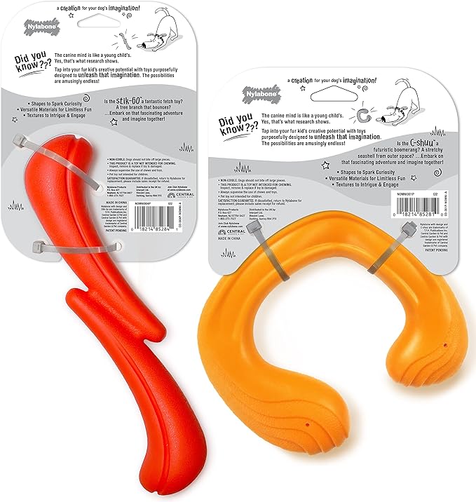 Nylabone C-Shuu and Stik-Go Interactive Dog Toys Bundle for Dogs – Lightweight Intriguing Dog Fetch Toys for Creative Play & Dog Exercise