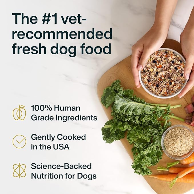 JustFoodForDogs Frozen Fresh Dog Food, Complete Meal or Topper, Lamb & Brown Rice Human Grade Dog Food Recipe, 18 oz (Pack of 7)