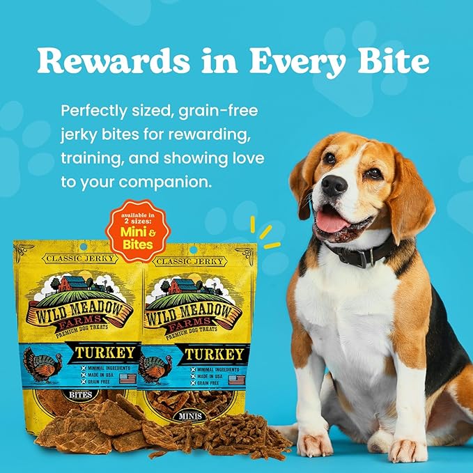 Classic Turkey Bites, Soft Jerky Treats for Dogs, Grain-Free & All-Natural, Ideal for Training, Portioning, and High-Value Rewards for All Breeds & Ages - 3.5 Ounce Pouch