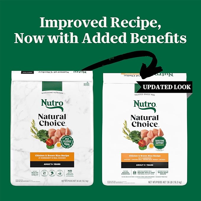 Nutro Natural Choice Dry Dog Food, Adult Dog Dry Food Chicken and Brown Rice Recipe, 36 lb. Bag