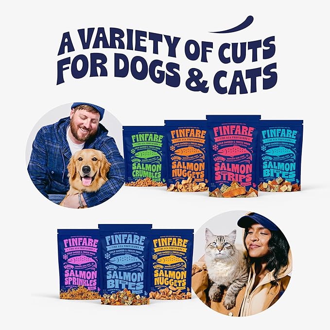 Finfare Freeze Dried Salmon Skin Bites, Grain Free Crunchy Salmon Cat Treats, High Protein & Omega-3s for Skin & Coat Health, Crafted in USA, 6oz